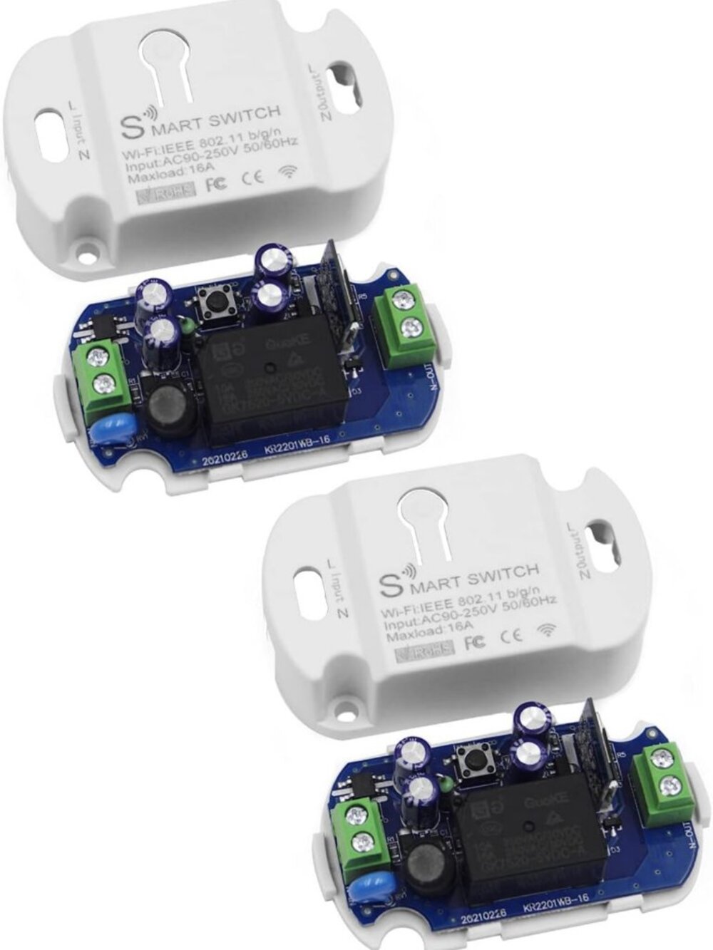 Smart Wi-Fi Light Switches, Alexa & Google Home Compatible, DIY Module, 2-Pack